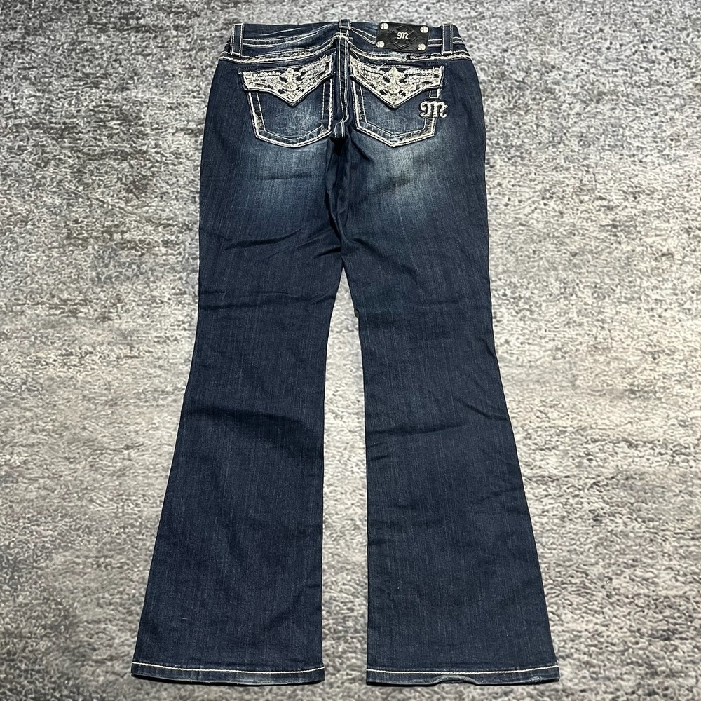 Miss Me Jeans Womens 26 (29x31) Blue Easy Boot Cut Low Rise Flare Rhinestone Y2K
